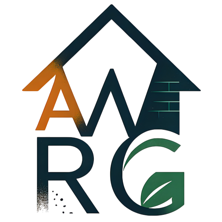 ARC logo with a house-shaped arrow and the letters A, R and C in distinct sizes and a small green leaf below the C. Black,...